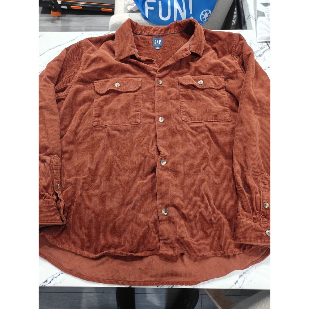 Gap Womens Brown Long Sleeve Regular Fit Button Up Corduroy Shirt Size XXL